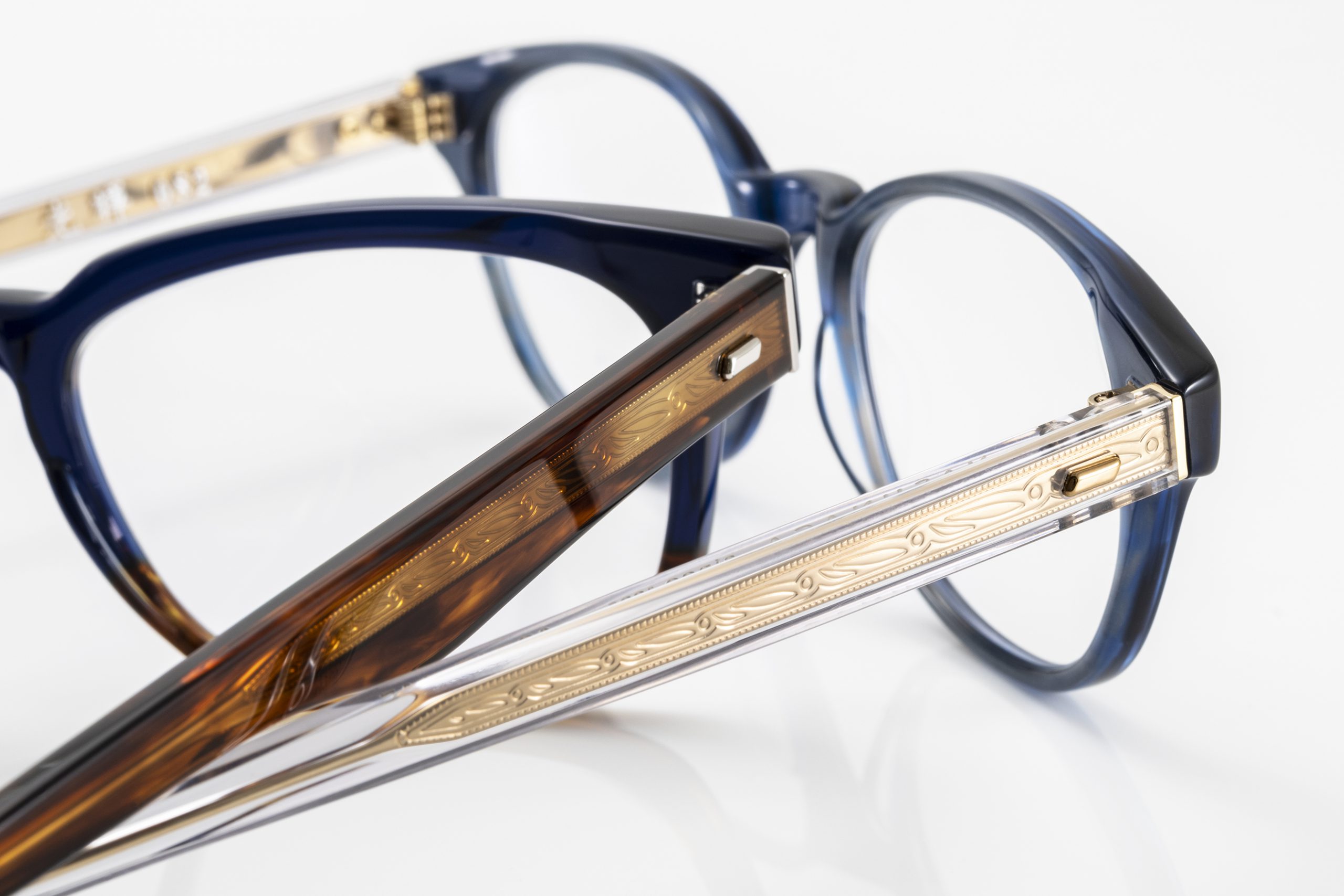 状態良好★【中古Z1680】増永眼鏡　MASUNAGA 光輝 011 メガネフレーム　２色（茶色×ねずみ色）since 1905